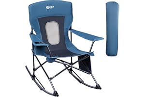 PORTAL Outdoor Rocking Chair Camping Folding Portable Rocker with Cup Holder Side Pocket Carry Bag, Support 350LBS (Mesh Blue)