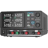 Jesverty DC Power Supply Variable, Dual Output 0-32V 0-10A Switching Bench Power Supply with Serial(62V 10A)/Parallal(32V 20A) Output Combination, 20W USB A&amp;C Quick-Charge, Encoder Knob
