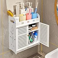 ShellKingdom Over The Toilet Storage Cabinet, Wall Mount Bathroom Cabinet, Narrow Bathroom Wall Cabinet with Doors and Shelf 