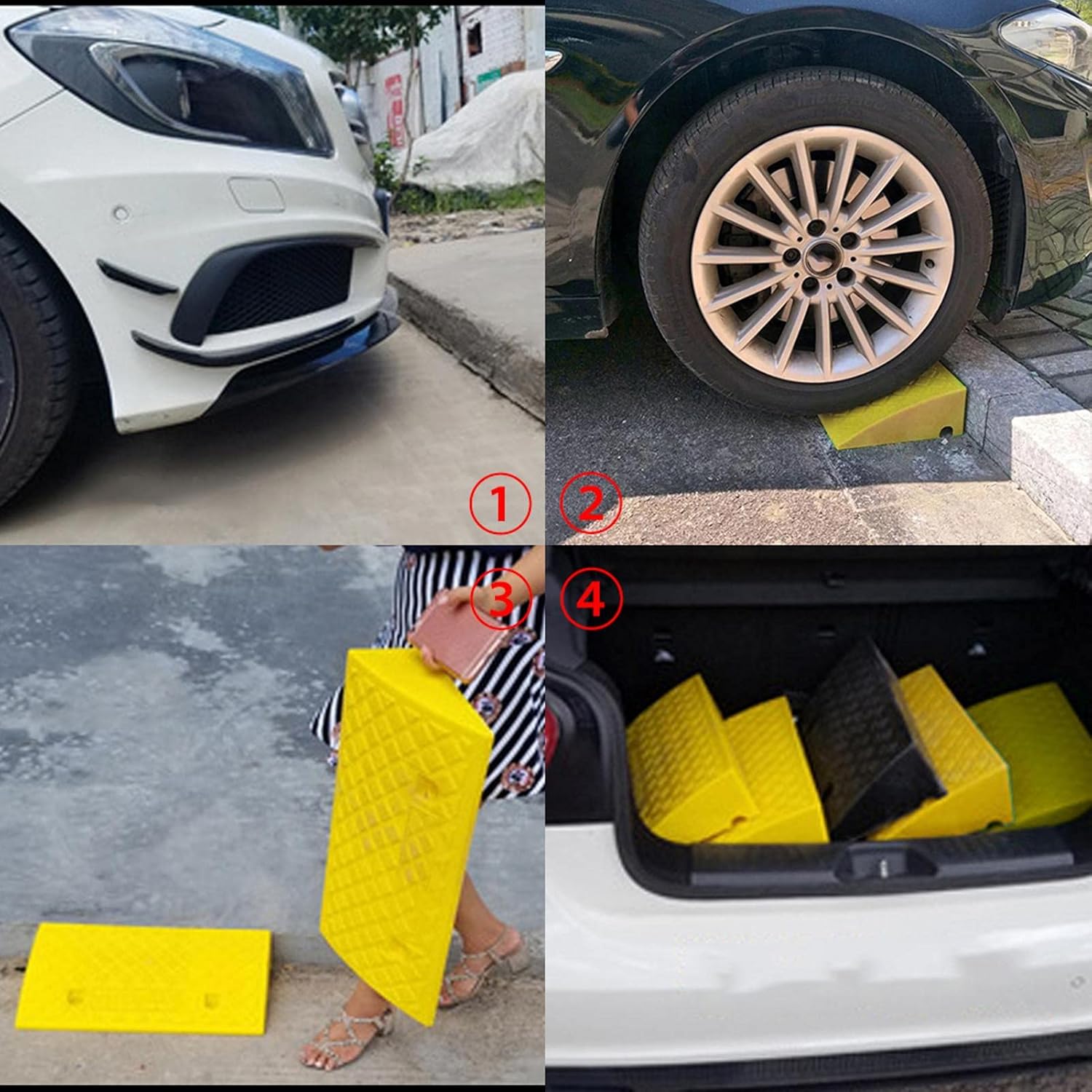 Xiaoling Portable Lightweight Curb Ramps, Plastic Threshold Ramp Kit for Loading Dock, Garage, Sidewalk, Truck, Scooter, Bike, Motorcycle, Wheelchair Mobility -