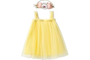 LZH Layered Dress for Toddler Baby Girl Rainbow Tutu Princess Summer Skirt with Flower Headband