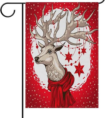 Amazon Com Christmas Deer Head With Big Horns Garden Yard Flag