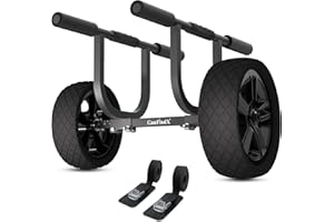 GANFINDX GanFind Kayak Cart Canoe Trolley Carrier Kayak Accessories Transport Dolly with Solid Foam Wheels Detachable Frame Pole and Crossbar