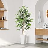 YOLEO 6ft Ficus Tree with White Planter Indoor Fake Plant Decor view 7