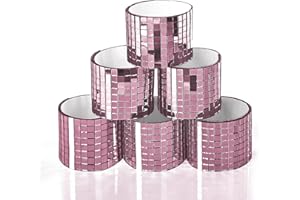 Art3dwallpanels 6 Pack Self Adhesive Glass Mirror Mosaic Disco Tiles Small Square Mirror Sticker for for DIY Disco Ball, Disco Cowboy Hat, Vase, Bottle, Interior Decoration, 2364 Pieces, Pink