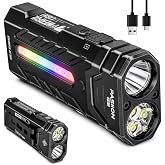 EDC Rechargeable Flashlight 3250 Lumens with RGB Light,55 Modes Multifunctional Flat Flashlight with Floodlight,Spotlight and Magnetic Base,Waterproof USB C Flashlight for Camping,Home,Emergencies