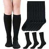 SISOSOCK 3 Pairs Winter Knee High Socks for Women Soft Warm Cable Knit Slouch Socks Fashion Accessories