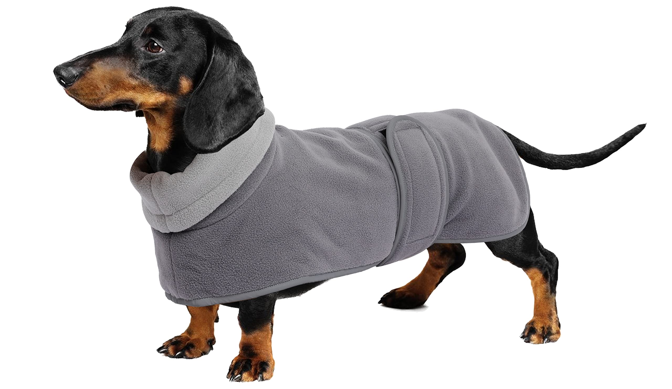 Geyecete dachshund coat with Warm Thermal Quilted, Dog miniature dachshund coats with Warm Fleece Lining, Outdoor Dog Apparel with Adjustable Bands-Gray-L