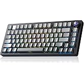 LEOBOG HI75C Pro Mechanical Keyboard, 75% Hot Swappable Gaming Keyboard with Five-Layer Knob, Bluetooth/2.4GHz/USB-C Wireless Keyboards for Windows/MAC/iOS/Android - Reaper Switch, Grey