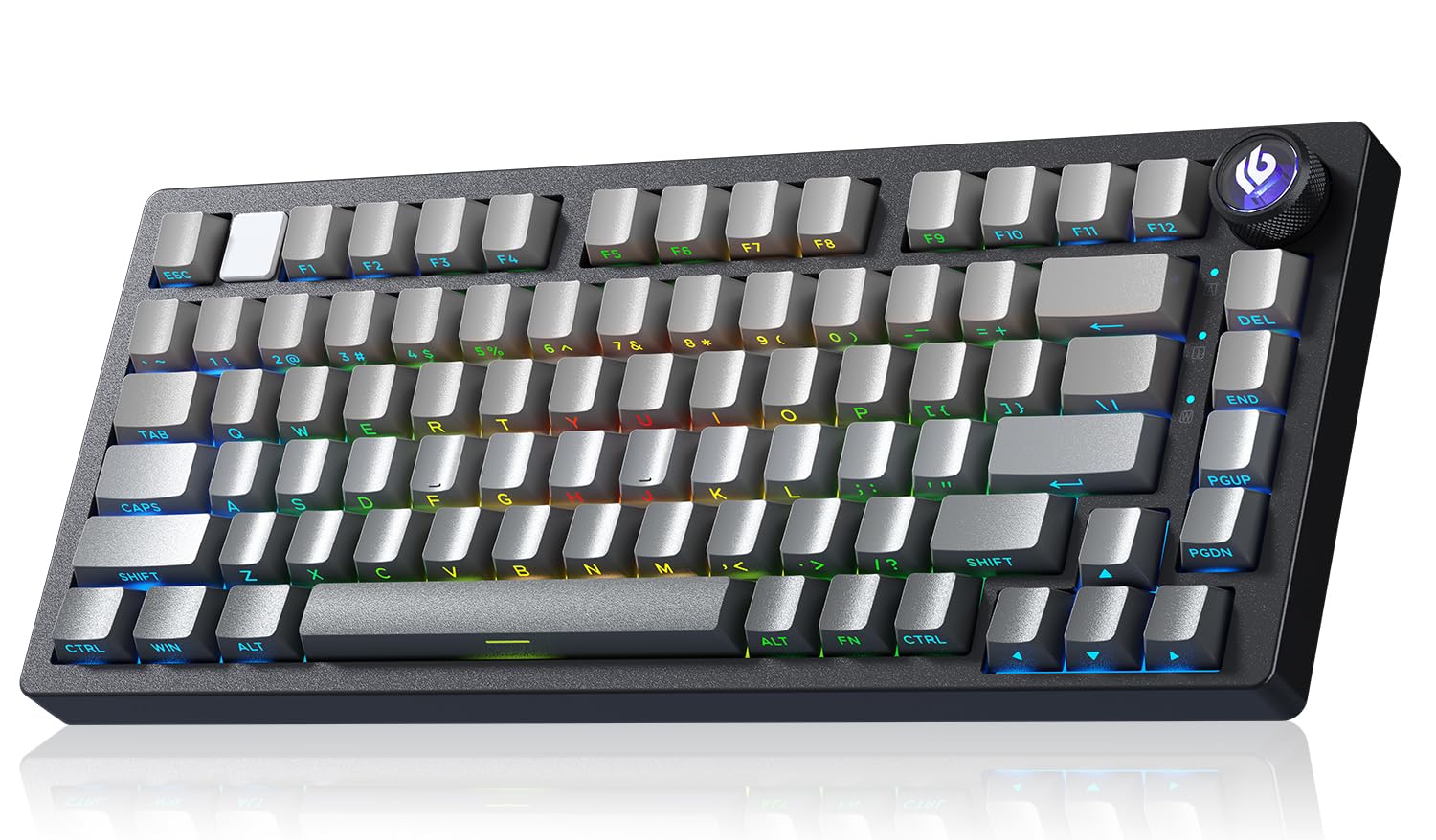 Photo 1 of LEOBOG HI75C Pro Mechanical Keyboard, 75% Hot Swappable Gaming Keyboard with Five-Layer Knob, Bluetooth/2.4GHz/USB-C Wireless Keyboards for Windows/MAC/iOS/Android - Reaper Switch, Grey