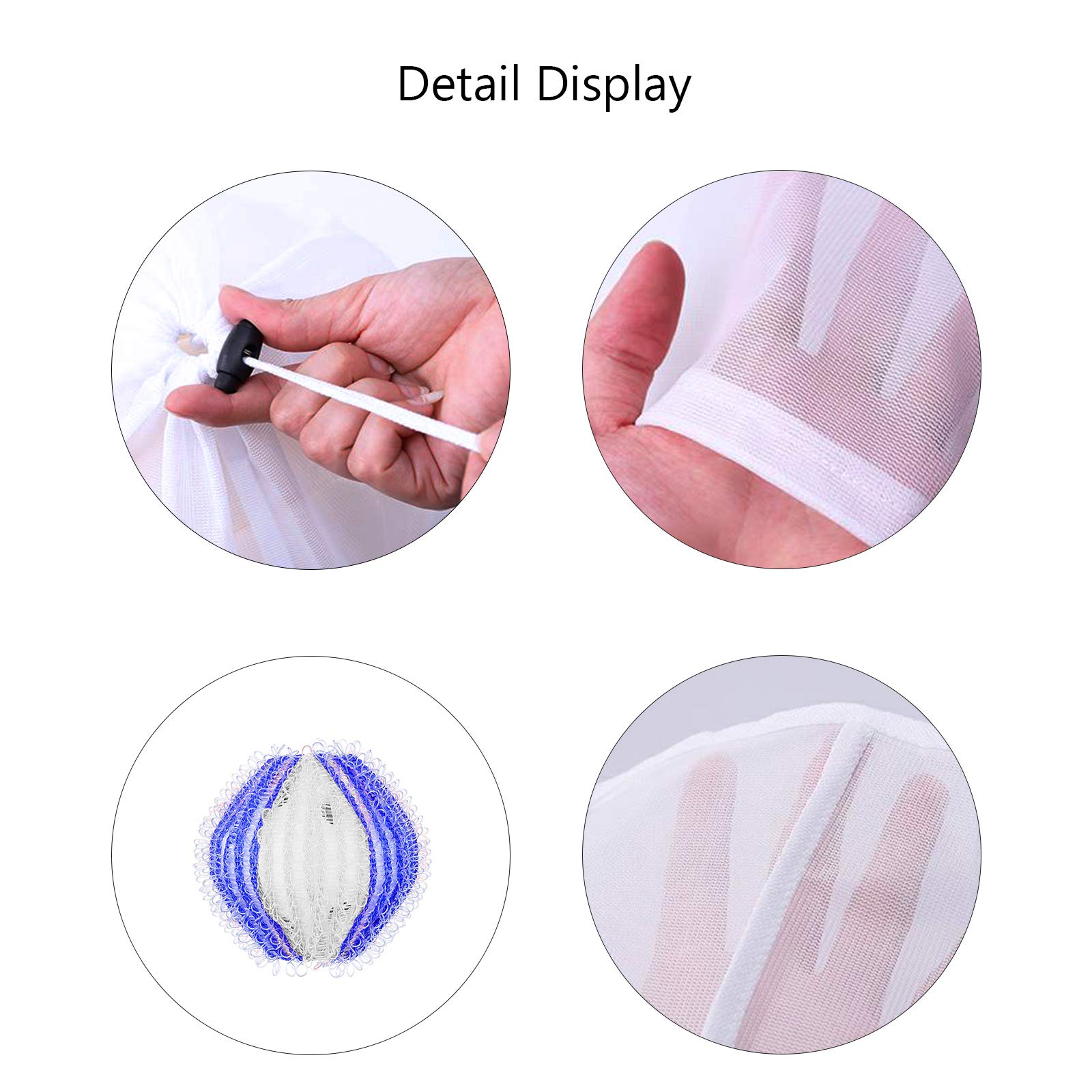 TAZEMAT 4 Sizes Laundry Bags for Washing Machine Drawstring Reusable Net Mesh Bag for Delicates Bra Knitwear Underwear Socks White Laundry Bags Baby Cloths Travel Storage Washing Ball Lint Remover