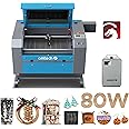 OMTech 80W CO2 Laser Engraver with LightBurn & Water Chiller, 20"x28" Laser Engraving Cutting Machine with Autofocus Autolift 4 Way Pass Air Assist, Commercial Laser Cutter for Wood Glass Acrylic More