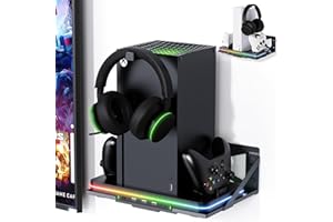 Wall Mount with Cooling Charging Stand for Xbox Series X/S, Luckit Vertical Dual Controller Charger Station Compatible Xbox Series X/S Console Accessories with Cooling Fan, 3 USB Ports&2 Headset Stand