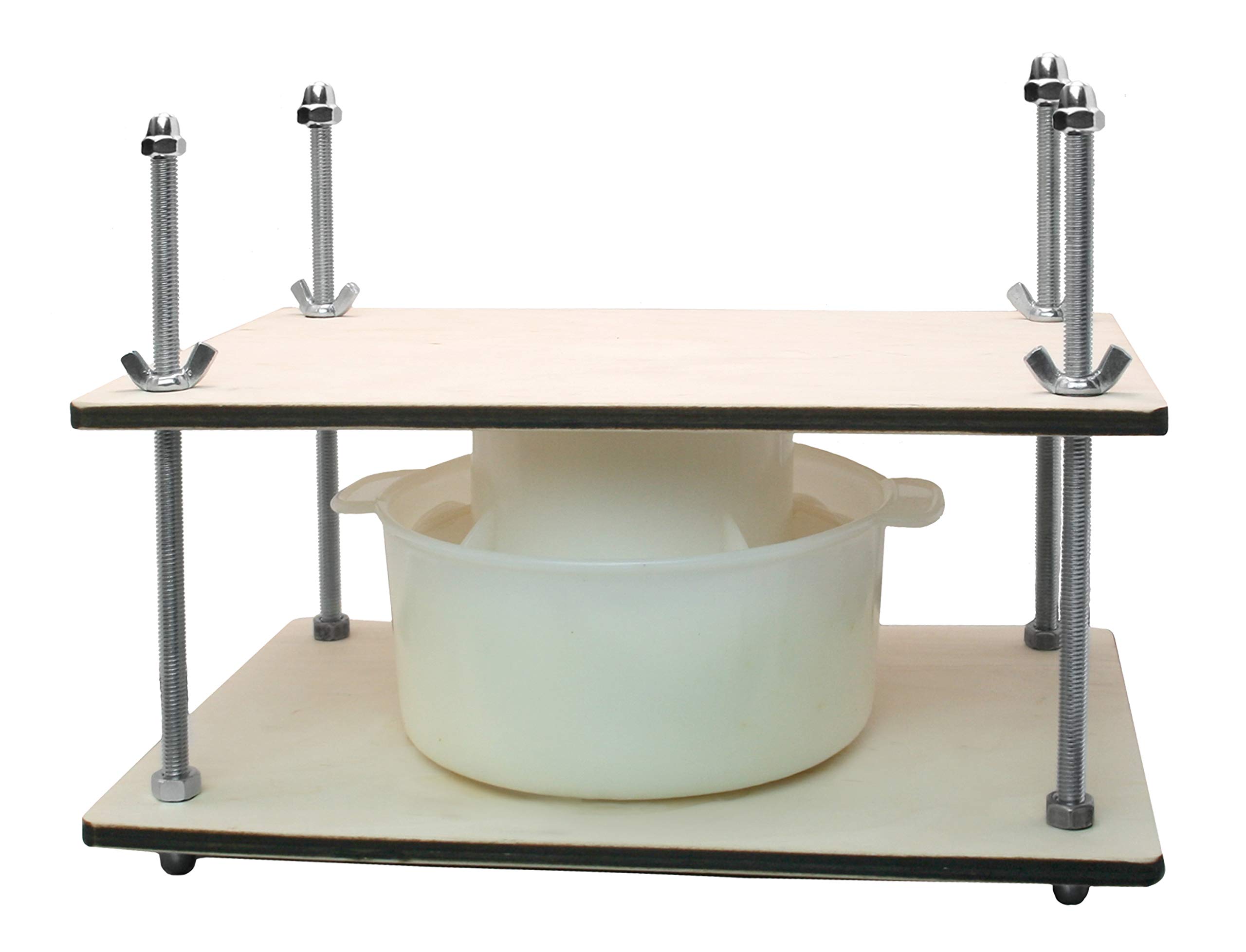 Photo 1 of PetriStor Wooden Cheese Press for Cheese Making Supplies 12 in Metal Guides and Cheese Mold with Follower Piston 1.3Qt - Small Home Supply Cheese Press Machine - Prensa Para Queso Casero