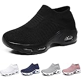 Women's Knit Orthopedic Sock Sneakers Lightweight Breathe Mesh Slip-On Air Cushion Sole Daily Nursing Work Walking Shoes