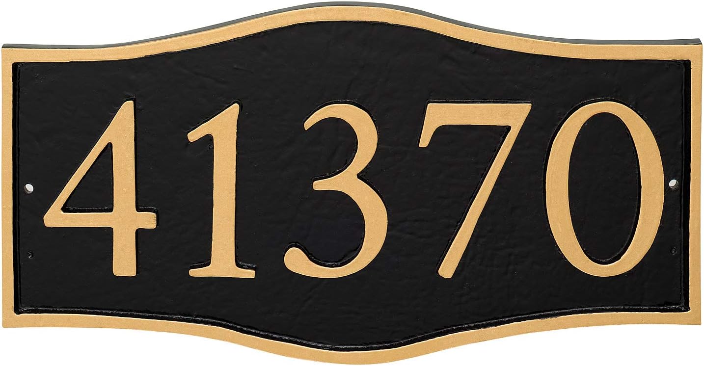 Address Signs - Address Number Store, Powder Coated Aluminum Horizontal Double Arch Economy Series Address Plaque, Serif Font, Holds 5 Characters