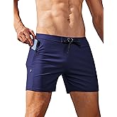 AI'MAGE Mens Bathing Suit Swimming Trunks Beach Quick Dry Swim Shorts Sexy Board Shorts with Pockets Navy Blue XL