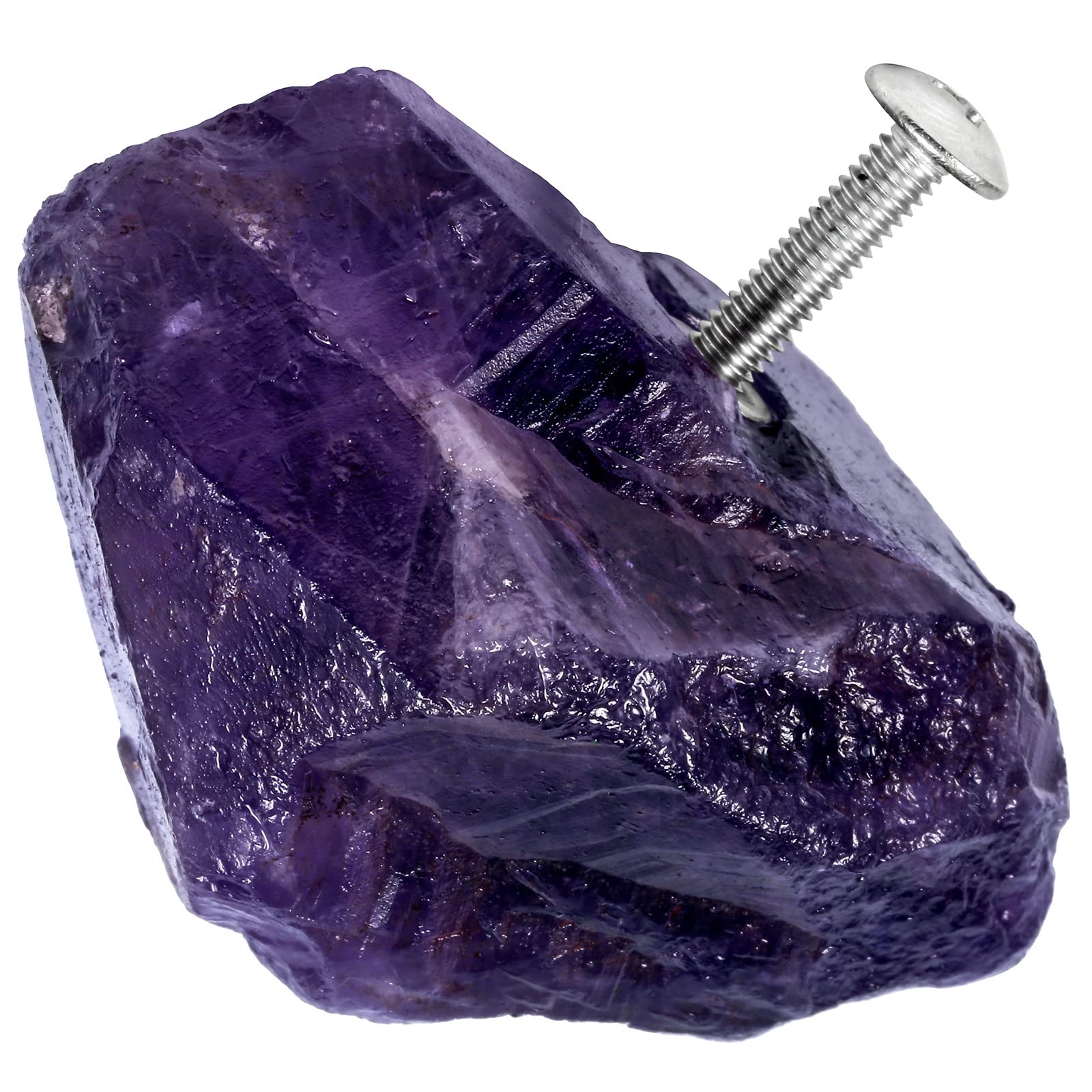 mookaitedecor 2Pcs Natural Amethyst Rough Stone Drawer Cabinet Knobs with Screws, Irregular Healing Crystal Decorative Purple Knob Pull Handle for Drawers Cupboard Wardrobe Bedroom Furniture
