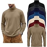 August Alley 7 Pack Mens Big and Tall Turtleneck Shirts Long Sleeve Crewneck Top Plus Size Loose Fit Shirt