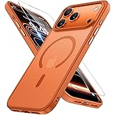 Miracase Magnetic for iPhone 17 Pro Case 6.3" with Screen Protector, [Compatible with MagSafe] Military-Grade Protection, Anti-Fingerprint, Slim Thin Phone Case for 17 Pro Cover, Orange
