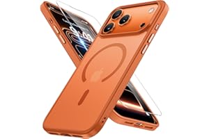 Miracase Magnetic for iPhone 17 Pro Max Case with Screen Protector [Compatible with MagSafe] Slim Thin Phone Case Military-Grade Protected for 17 ProMax Cover Bumper 6.9", Orange