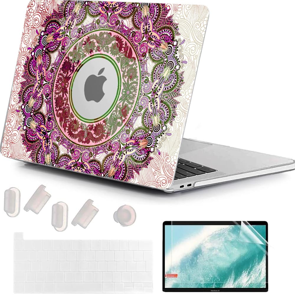 MUSHUI for MacBook Pro 13 inch Case 2023 2022 2021-2016 M2 M1 A2338 A2289 A2251 A2159 A1989 A1706 A1708 with/without Touch Bar, Protective Plastic Hard Shell Case Cover for Mac Pro, X89-Mandala