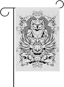 XiangHeFu Bandera del jardín Misterioso cráneo Fresco Búho y alas 28x40