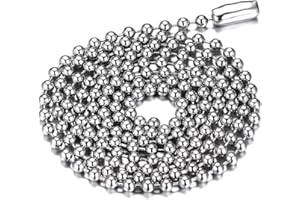 SINLEO Titanium Stainless Steel Small Beads Ball Chain Necklace for Men Women 24-38 Inches Silver Black Gold