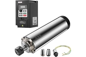 QNK CNC Spindle Motor, 2.2KW Air Cooled Spindle Motor 80mm 220V ER20 24000RPM Spindle Motor, High Speed Spindle Motor 8A 400Hz Air Cooled Spindle Motor Round for CNC Router Engraver Milling Machine