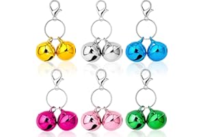 PETKNOWS 6PCS Pet Bells for Dog Cat Collar Charm Small Pet Collar Bells Training Pet Pendant with 1 Pack Stainless Steel Keychain