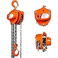 YATOINTO Chain Hoist 1 Ton(2200Lbs) Capacity 10 FT Manual Hand Lift Steel Chain Block Hoist with 2 Heavy Duty Hooks Industrial Grade Steel Structures for Garages Automotive Machinery (1 Ton (2200lb))