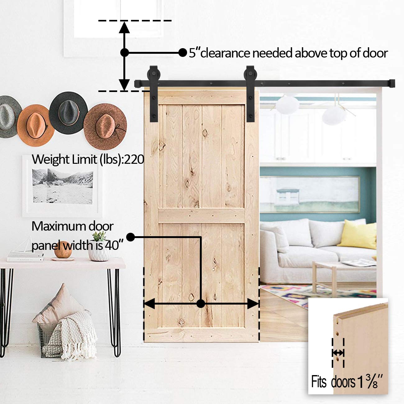 YIGOLD 6.6ft Heavy Duty Sturdy Sliding Barn Door Hardware Kit Factory Outlet Carbon Steel- Ultra Smoothly and Quietly Design-Easy Installation-Fit 35\
