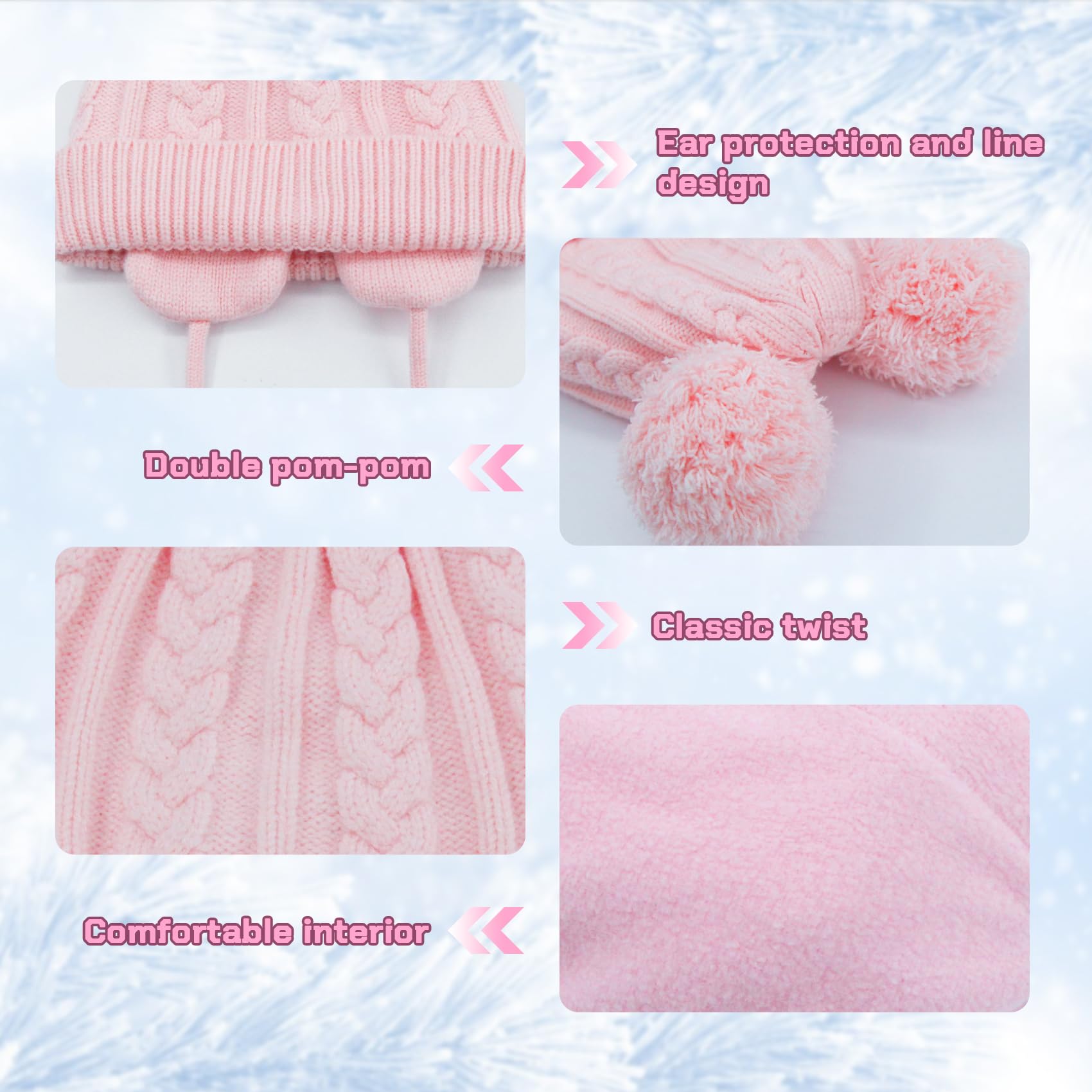 Duoyeree Toddler Winter Hat with Earflap Scarf Hood Thick Warm Kids Skull Cap for Baby Girls Boys