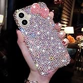 Changjia for iPhone 16 Plus Glitter Bling Case, Cute Luxury 3D Pink Bow Colorful Sparkly Shiny Crystal Rhinestones Diamonds Clear Bumper Shockproof Women Girls Protective Case for iPhone 16 Plus 6.7"
