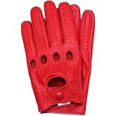 Riparo Genuine Leather Full-finger Driving Gloves (XX-Small, Red)