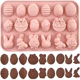 1-Piece Easter Silicone Chocolate Mold, 18-Cavity Candy Mold | Egg,bunny, rabbit head,basket shapes for chocolate, candy, jelly and fondant