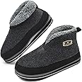 KuaiLu Mens Winter Slippers Memory Foam Slipper Boots for Men Cozy Felt Wool House Booties with Warm Sherpa Plush Lining Non-slip Rubber Sole Indoor Outdoor 7-14