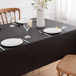 NLMUVW Black Vinyl Tablecloth with Flannel Backing