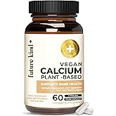 Future Kind Vegan Calcium Supplement - Plant-Based Calcium Magnesium Supplement Sourced from Iceland for Teeth & Bone Support (60 Capsules)
