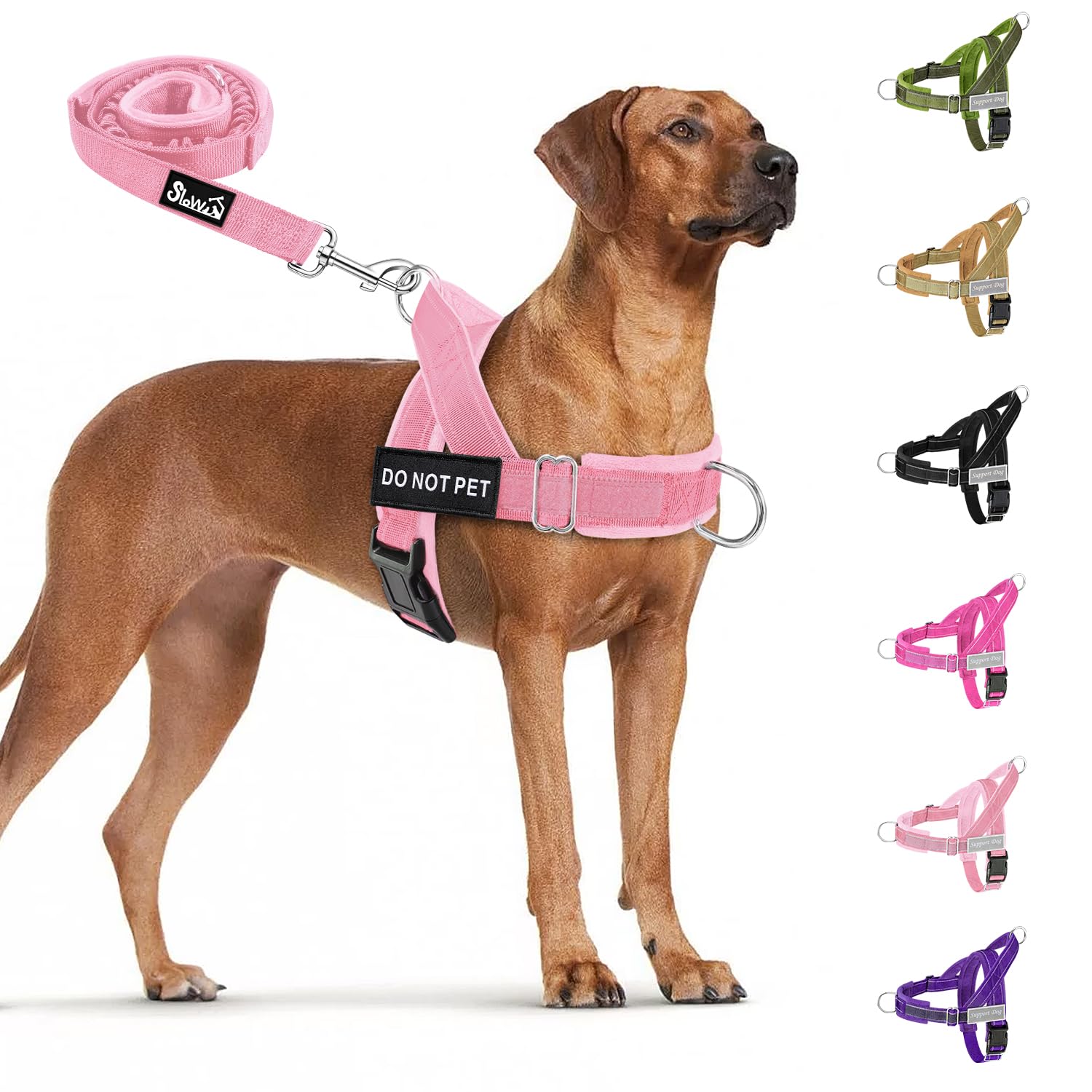 Photo 1 of SlowTon No Pull Dog Harness - Heavy Duty Dog Harness and Leash Set for Medium Large Dogs, Reflective Tactical Harness with Soft Padded and Front Clip for Easy Walk and Training (PI, M)