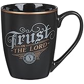 Christian Art Gifts Inspirational Ceramic Coffee & Tea Mug for Men & Women: Trust in the Lord Encouraging Bible Verse Proverb, Sturdy Lead & Cadmium-free Non-toxic Drinkware, Matte Black & Gold, 12 oz