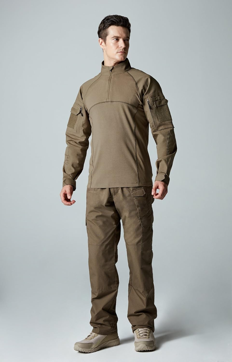 CQR Men's Combat Shirt Tactical 1/4 Zip Assault Long Sleeve Military BDU Shirts Camo EDC Top: Clothing