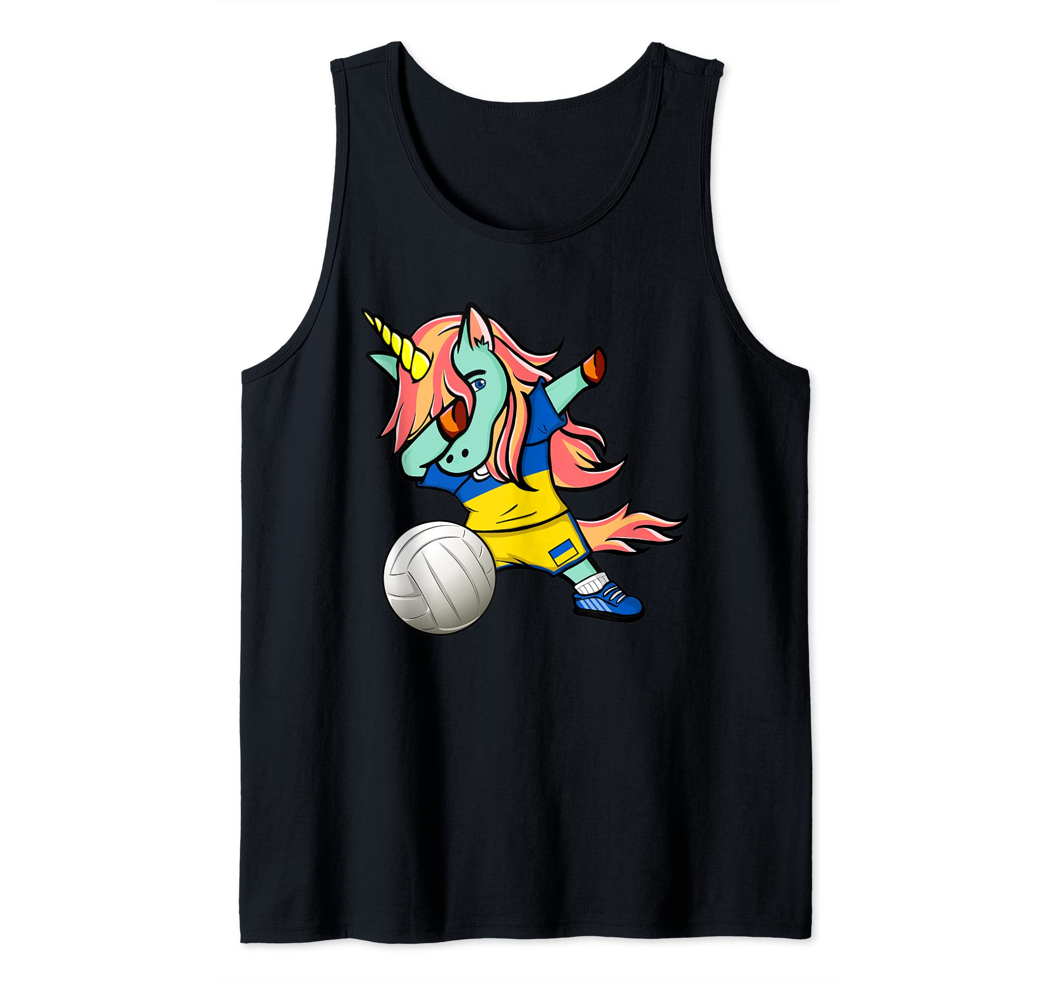 Dab Unicorn Ukraine Volleyball Lovers Jersey Ukrainian Flag Tank Top