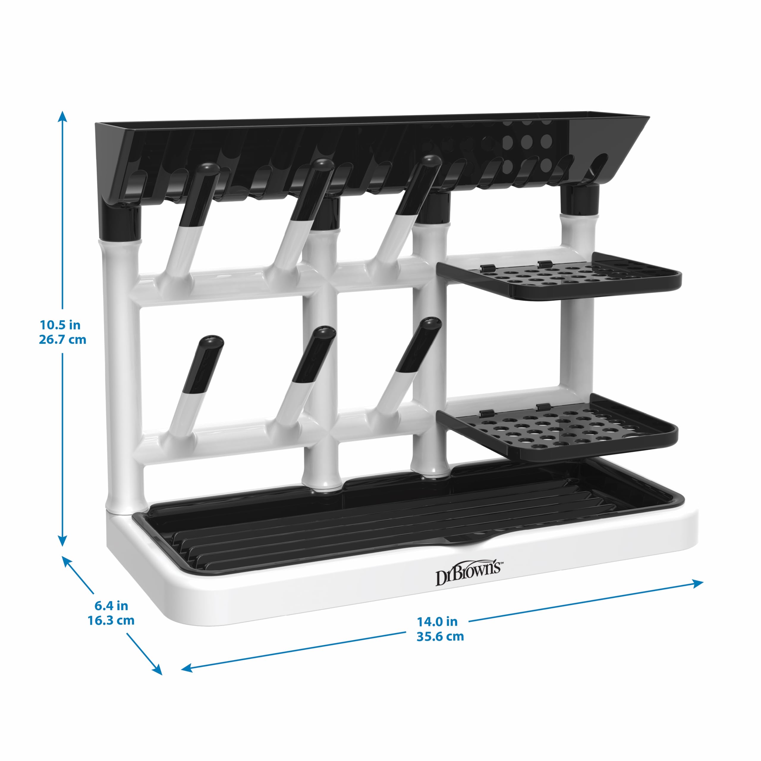 Dr. Brown's Drying Tower, Stand-Up Drying Rack, Countertop Baby Bottle Drying with Organized Storage for Baby Essentials, Space Saving Vertical Rack