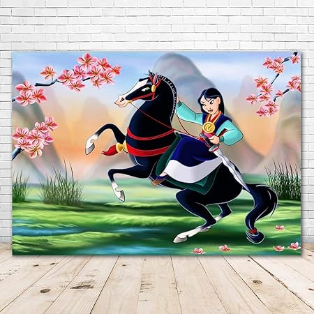 Amazon ブラック写真背景 馬 7x5 ピンク 桜の花 ディズニー プリンセス ムーラン背景 女の子用 写真スタジオ背景 カスタムビニール背景 バックペーパー 背景布 通販