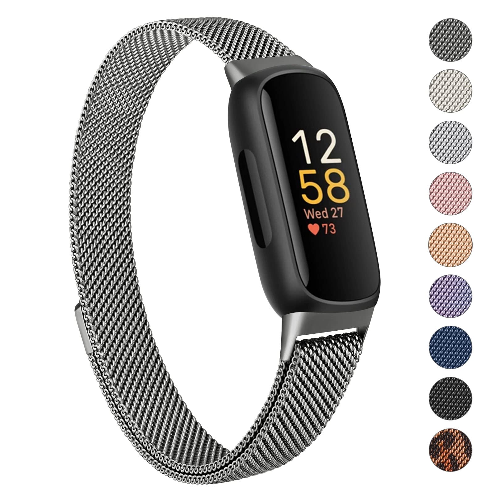 Vancle Strap compatible with Fitbit Inspire 3 Straps for Women Men, Stainless Steel Mesh Loop Adjustable Wristband Replacement Strap (Space Grey) — image 1