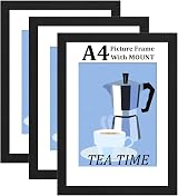 Bobeen A4 Photo Frames Pack of 3 Black 21x29.7 cm MDF Frame