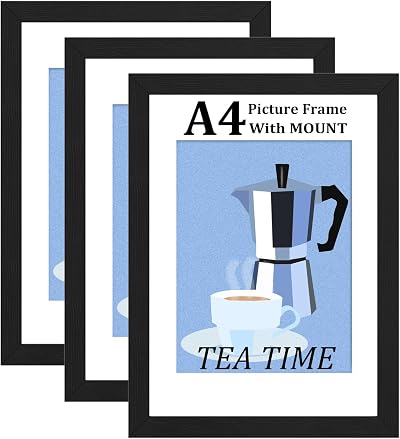Bobeen A4 Photo Frames Pack of 3 Black 21x29.7 cm MDF Frame