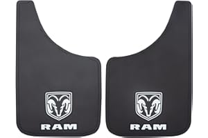 Plasticolor 000582R01 Dodge Ram White Logo Easy Fit 15" Mud Guard - Set of 2