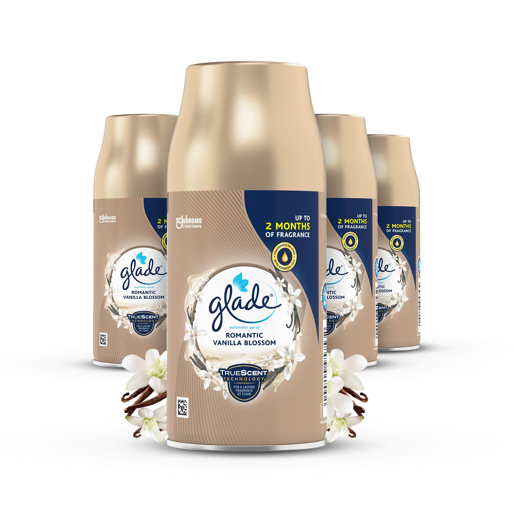Glade Automatic Air Freshener Refills, Room Spray & Odour Eliminator, Vanilla Blossom, Pack of 4 (4 x 269 ml)